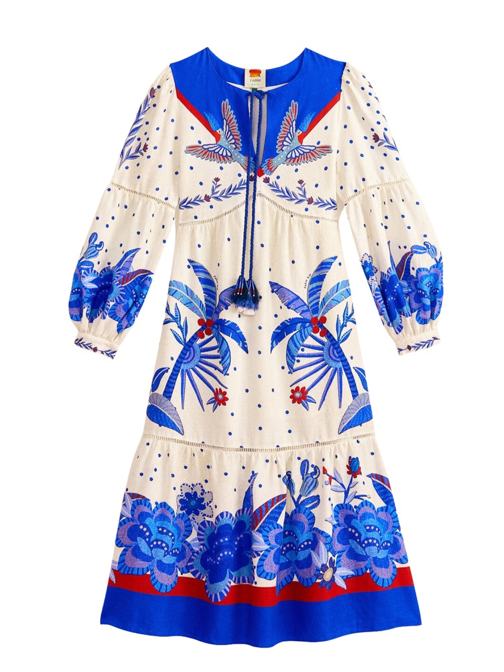 Farm Rio Blue & White Floral Midi Dress - Women